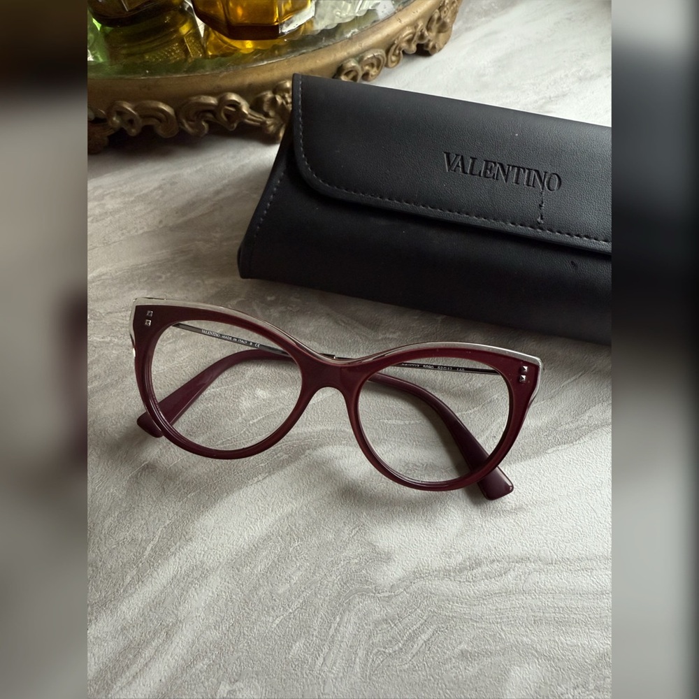 Valentino Deep Red Cat-Eye Glasses